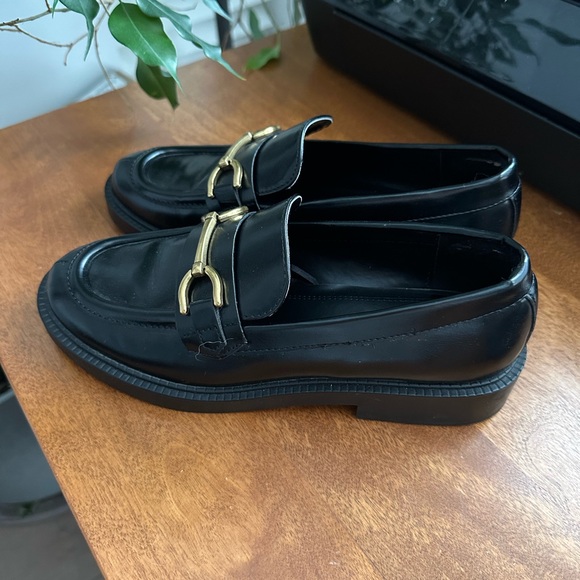 Black Loafers With Gold Buckles - Picture 7 of 9